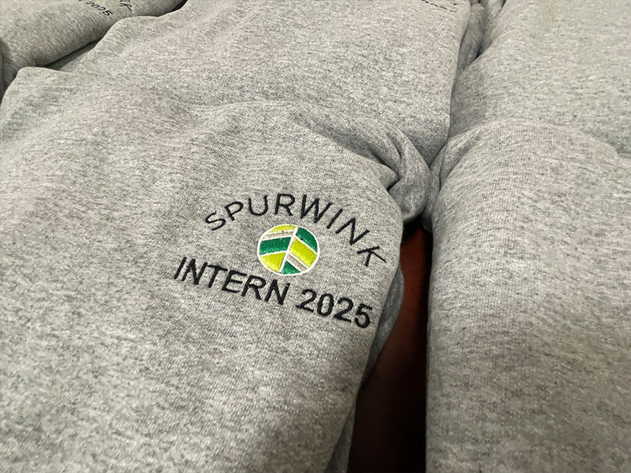 Embroidered sweatshirt that reads 'Spurwink Inter 2025'