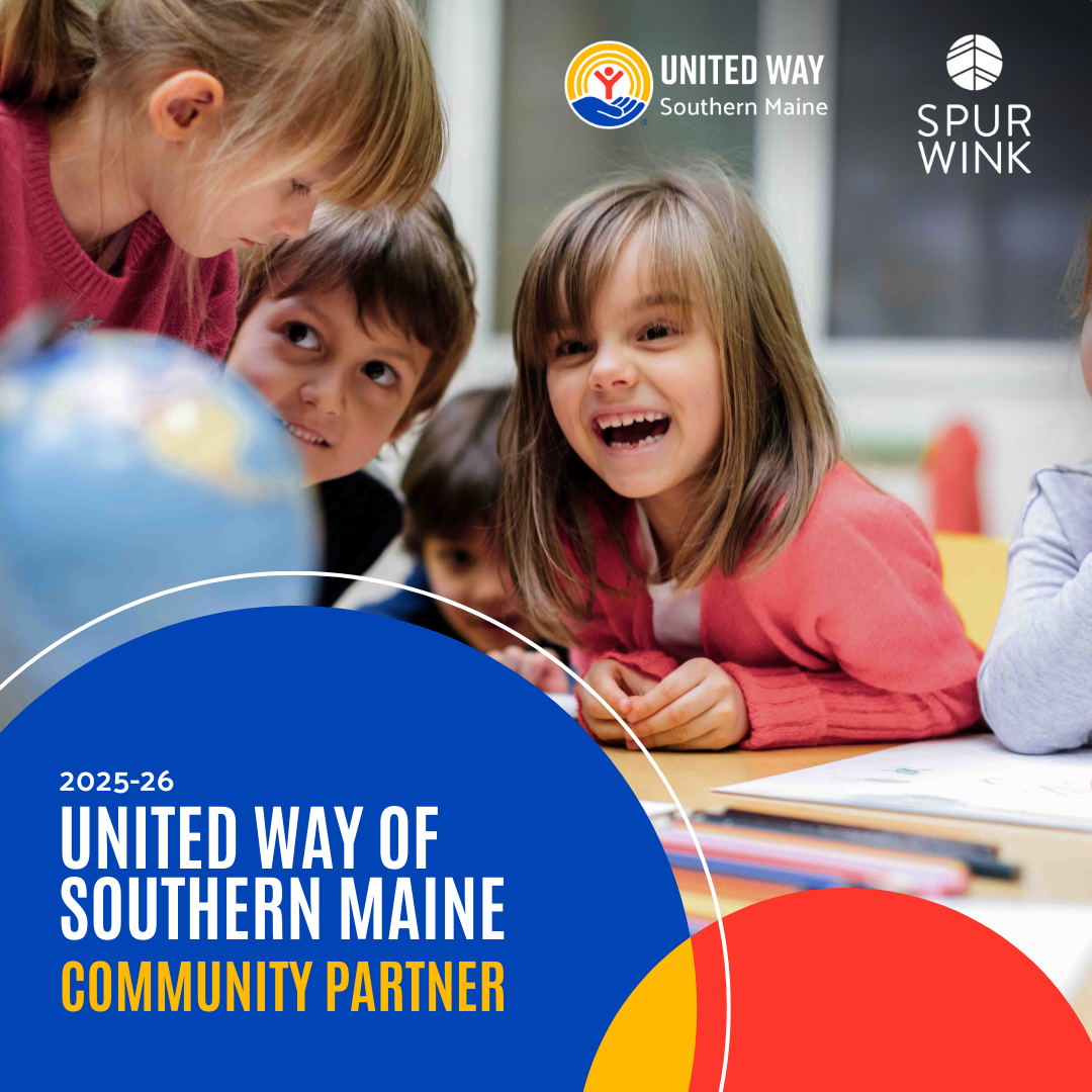 Smiling children with uwsme and spurwink logos