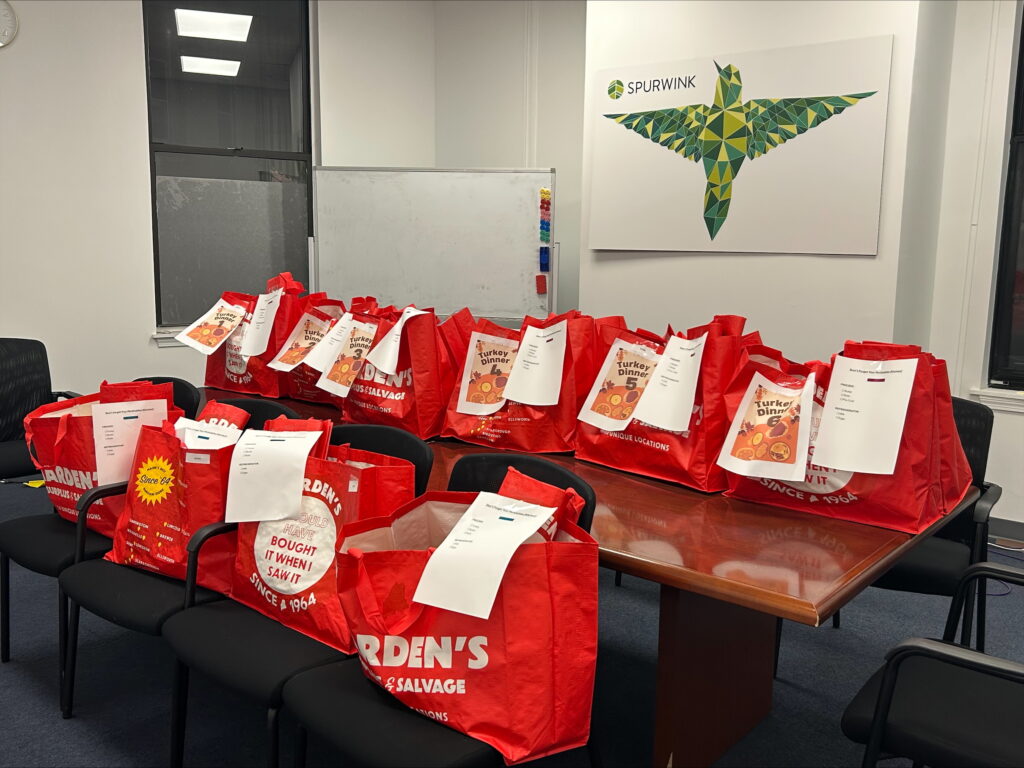 Bags filled with turkey dinners