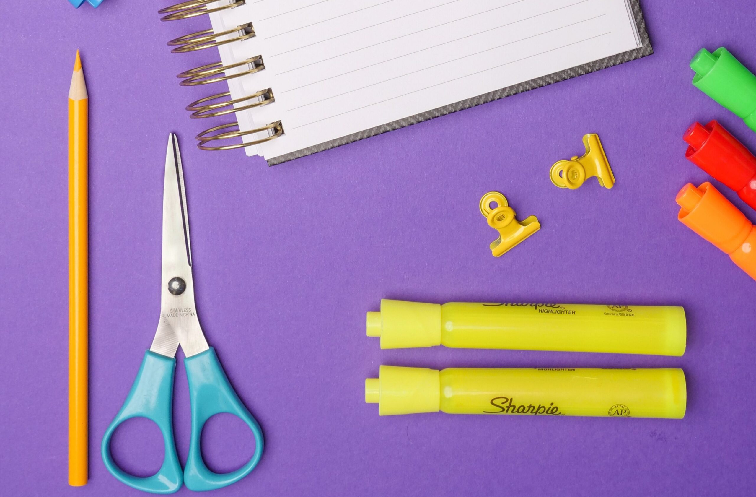 School supplies on a table